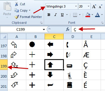 Wingdings 3 Chart